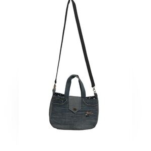 Handmade upcycled denim shoulder crossbody bag